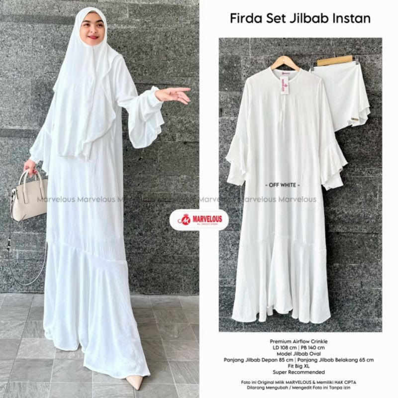 FIRDA SET jilbab instan ORI MARVELOUS | Premium Airflow Crinkle