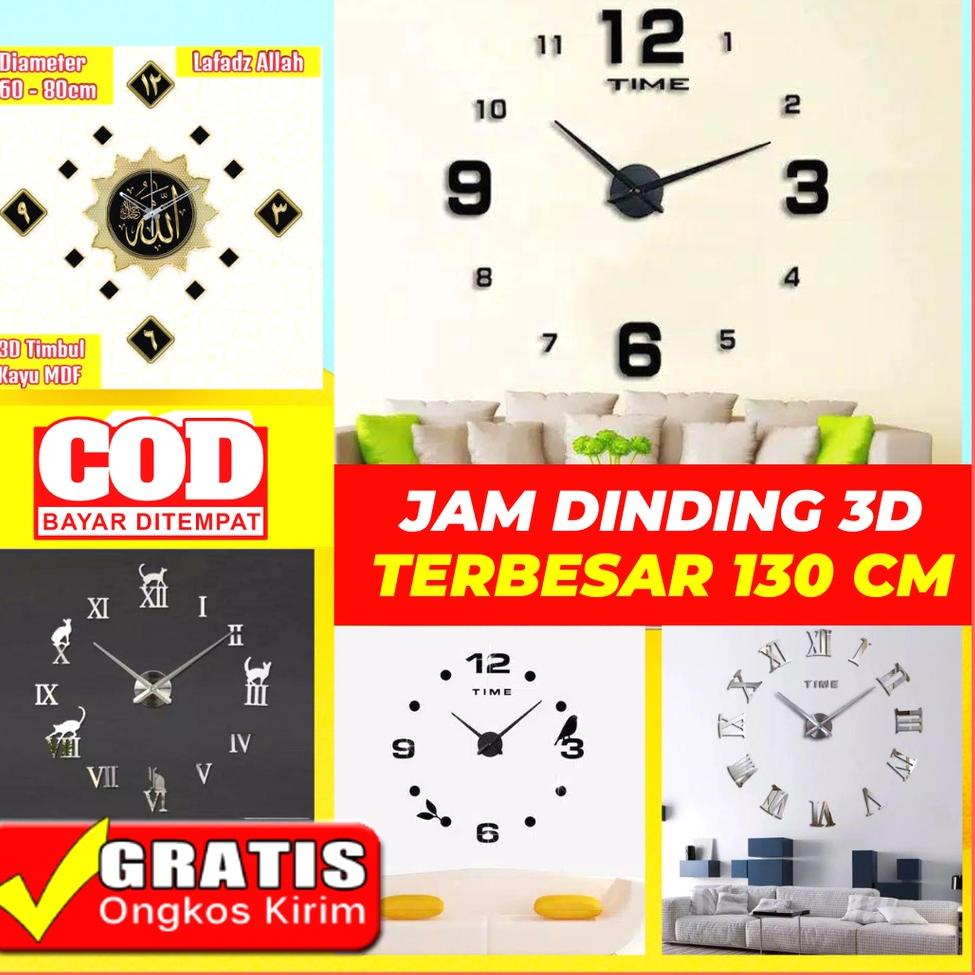 HARGA TERMURAAH Jam Dinding Besar 130cm Ukuran Super Jumbo | Jam Dinding Tempel Tembok DIY Unik | Ja