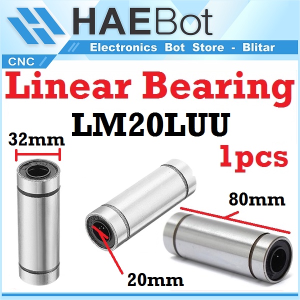 [HAEBOT] LM20LUU Linear Motion Bearing Bushing 20mm CNC 3D Printer Mekanik Machine Slider Axis Smooth Rod Besi Klaker