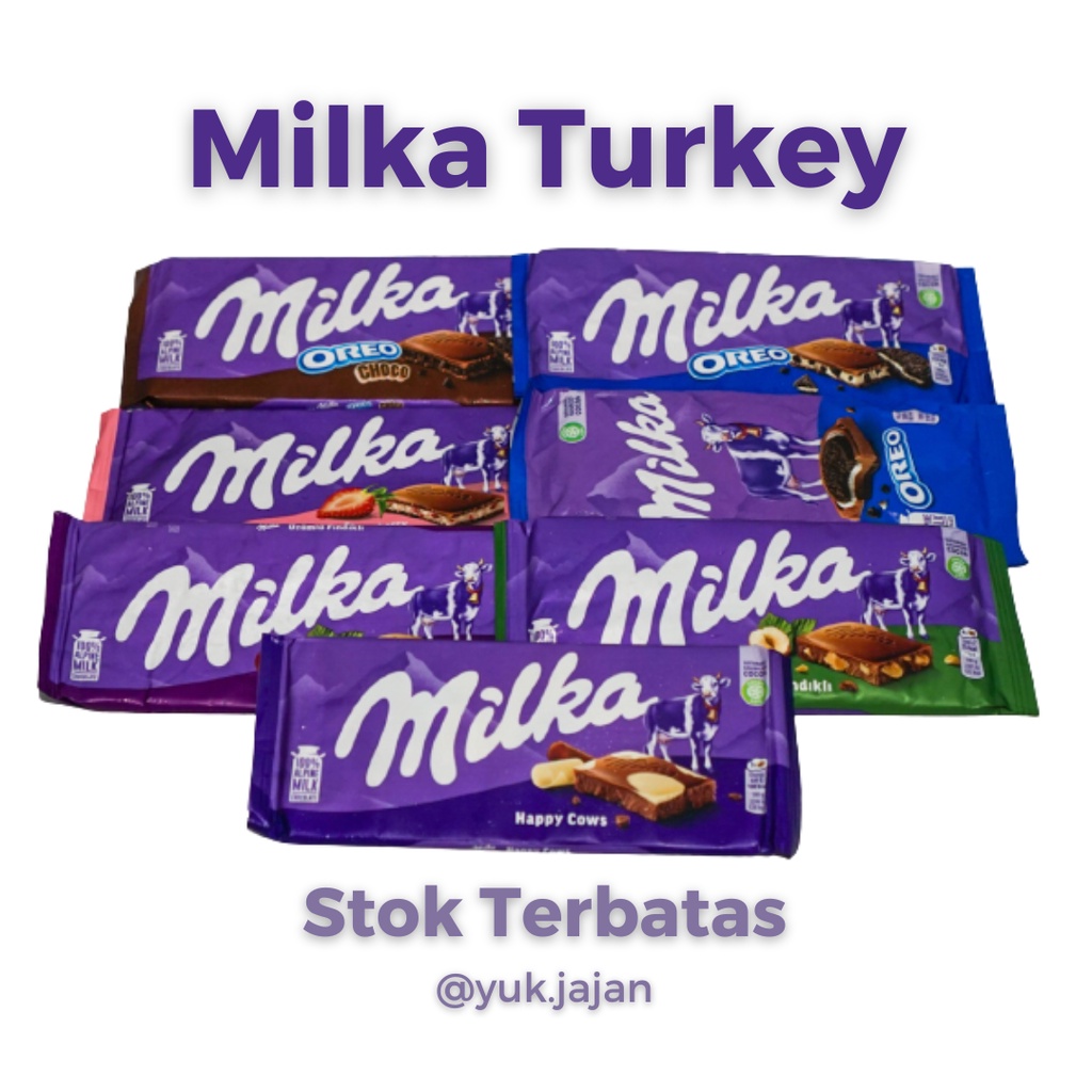 

MILKA COKLAT Original TURKI | Oreo, Happy cow, Kismis, Sutlu, Strawberry READY STOCK