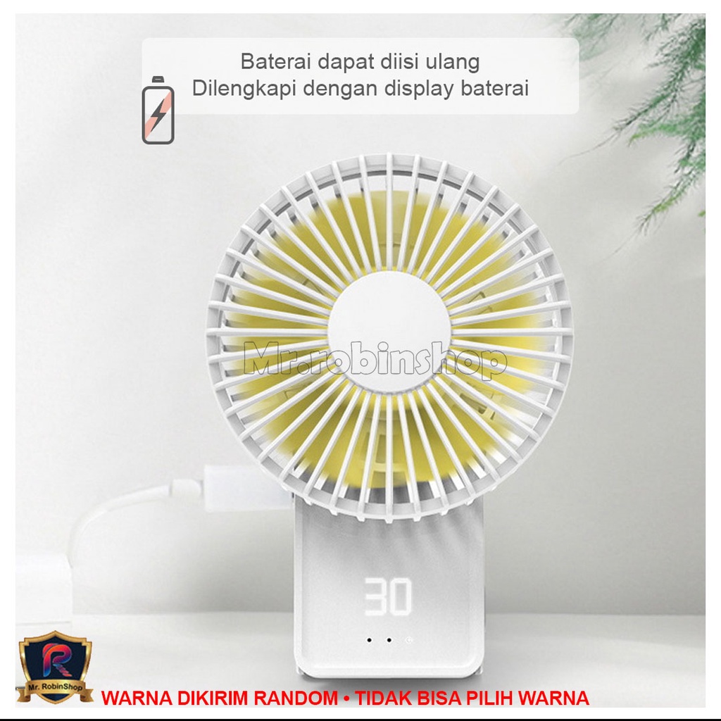 Kipas Angin TF1 Portable Mini Fan &amp; Powerbank 2.400mAh dilengkapi display pemakaian baterai Mini Fan bergaransi