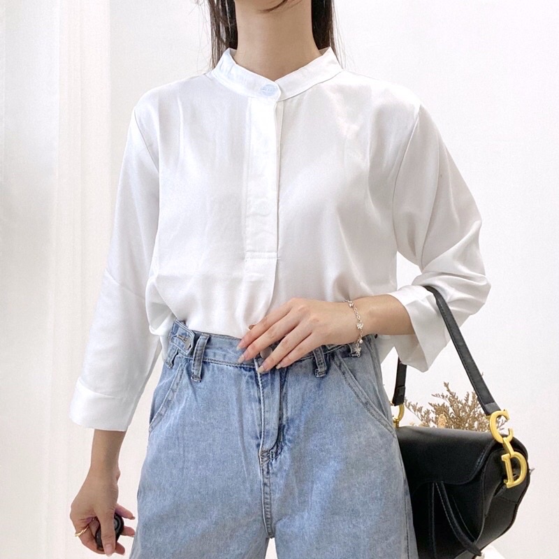 YUQI BLOUSE / BLOUSE HIGH NECK / HIJAB FRIENDLY / BLOUSE KANTOR / ATASAN FORMAL / BLOUSE UNIK