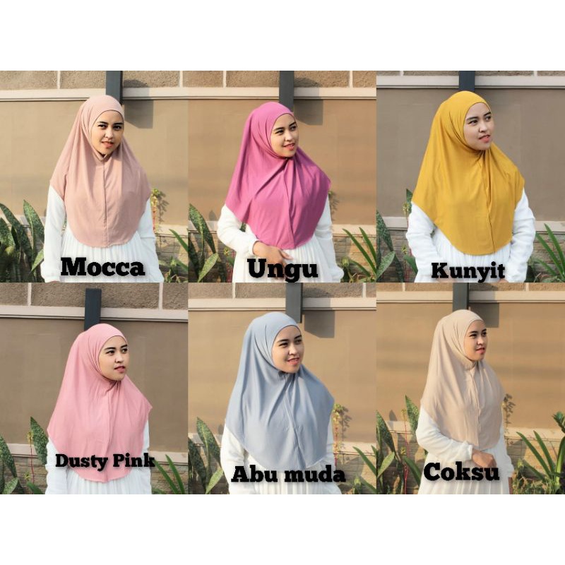 Bergo Hamidah Non Pet Jersey zoya / Bergo Instan Malay Non Pad Daily / Jilbab Instan Hamidah