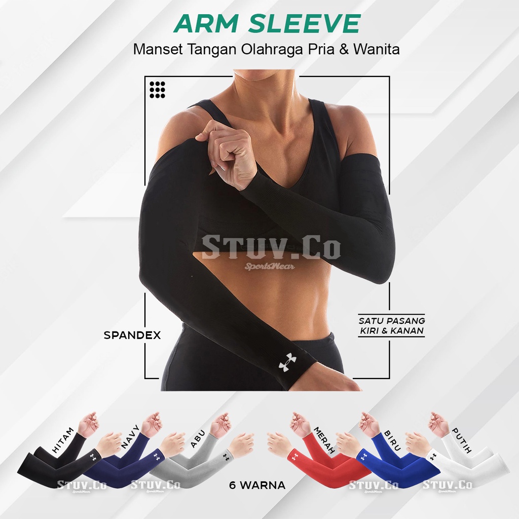 HANDSOCK MANSET TANGAN NON THUMBHOLE ARM SLEEVE PELINDUNG TANGAN OLAHRAGA PRIA WANITA BAHAN SPANDEX PREMIUM