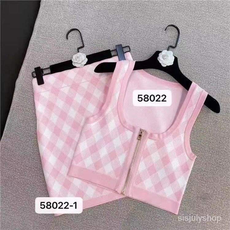 [✅BISA COD] #Sisjuly# Setelan Wanita Kekinian Dua potong Tangki Halter Wanita Pink Halter Musim Pana