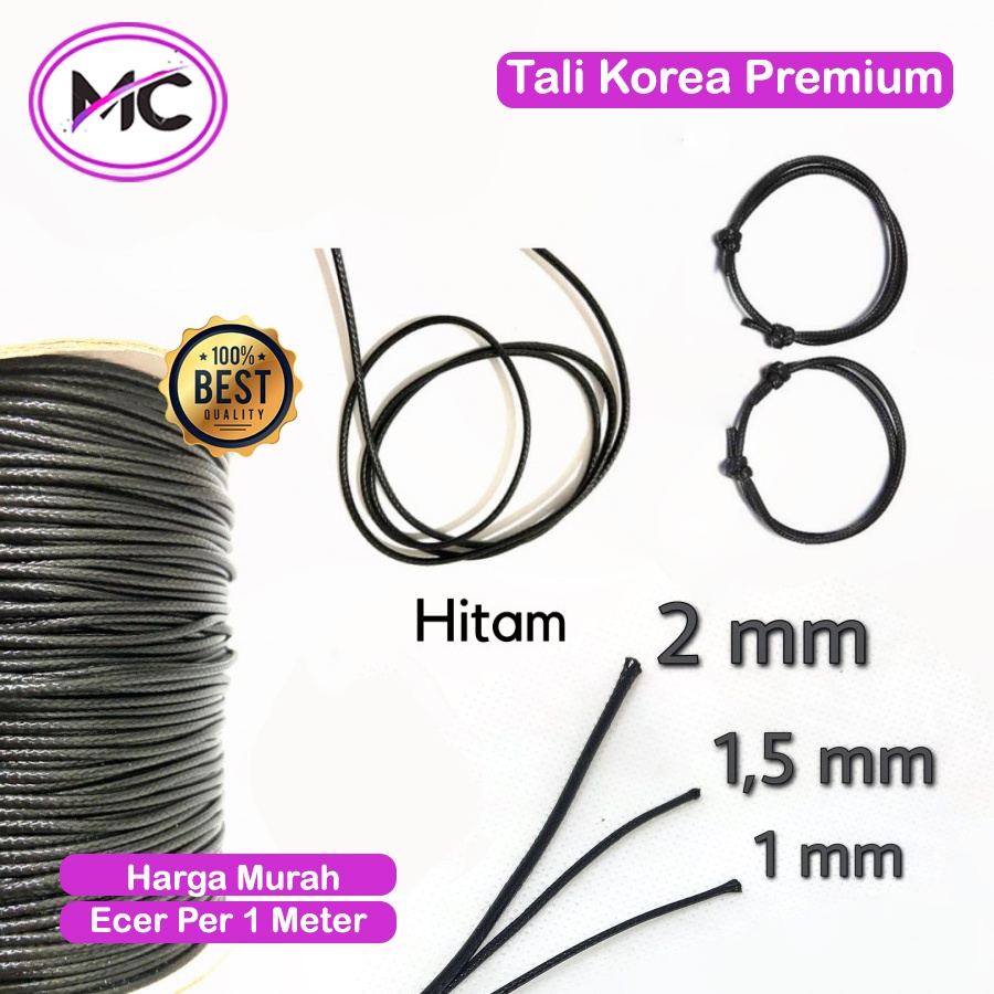 Tali Korea 1 mm 1,5 mm 2 mm 3 mm 5 mm Warna Tali Wax Waxed Glossy Bahan Membuat Gelang Kalung Kerajinan Tangan Anti Air