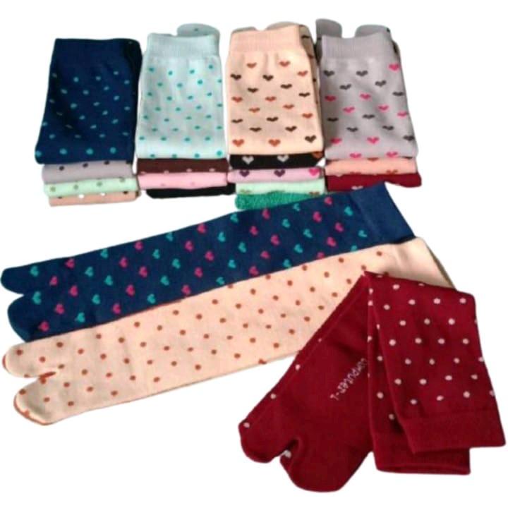 (RANDOM) 6 PASANG KAOS KAKI JEMPOL/KAOS KAKI 2 JARI  MOTIF DEWASA .WANITA/MUSLIMAH