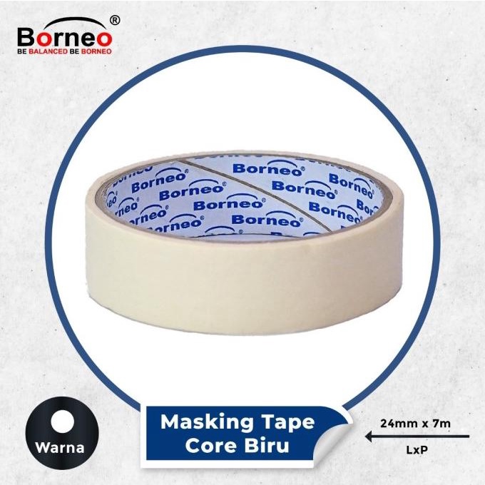 

12 ROLL - Borneo Masking Tape CB (24mm x 7m) - Lakban Kertas HARGA DISKON