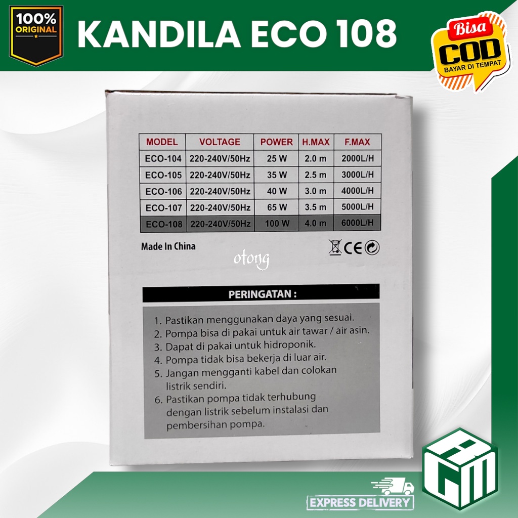 KANDILA ECO 108 ECO108 LOW WATT MESIN POMPA CELUP POWER HEAD AQUARIUM