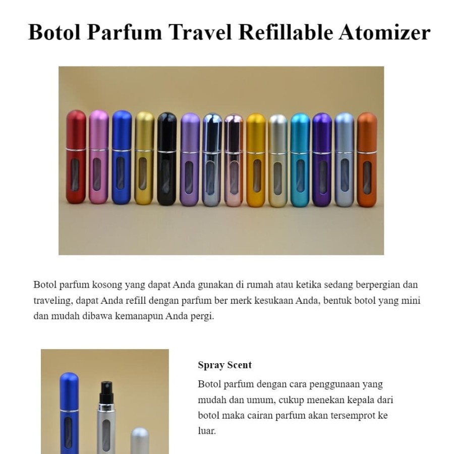 Botol Parfum Refill Mini Travel Size Refillable Atomizer Spray 5ml