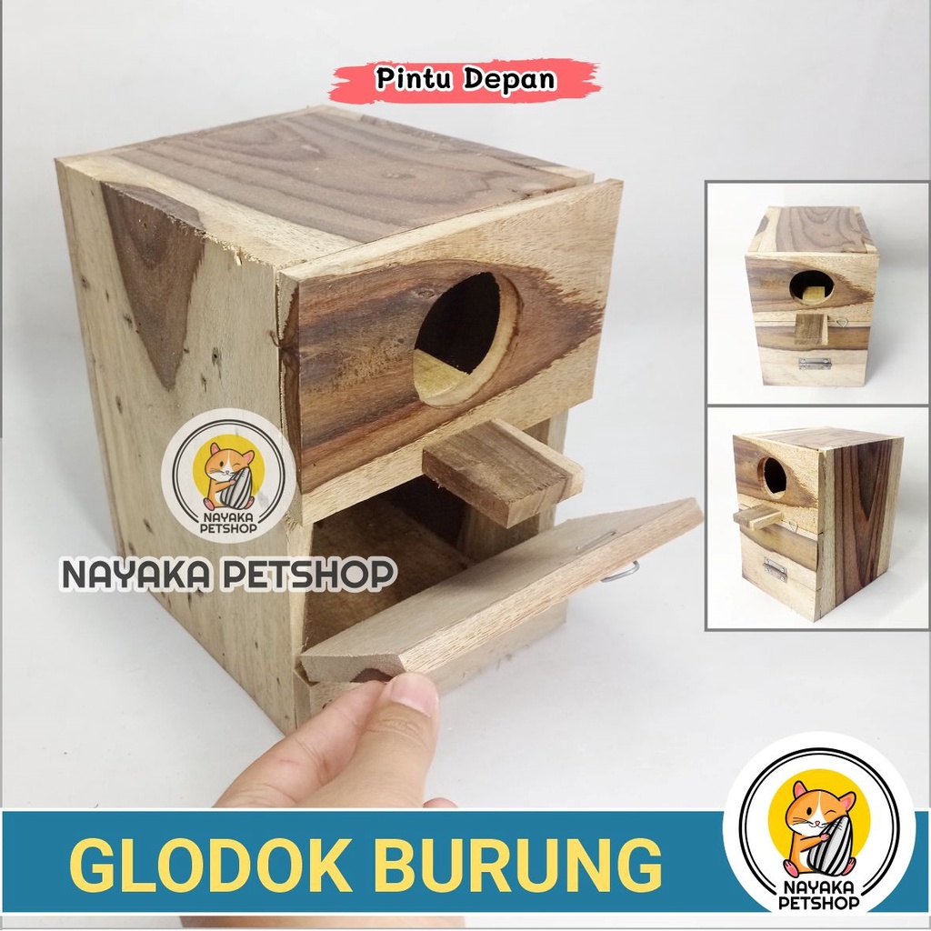 Glodok Kayu Love Bird Sarang Ternak Telur Parkit Breeding Kenari Rumah kotak