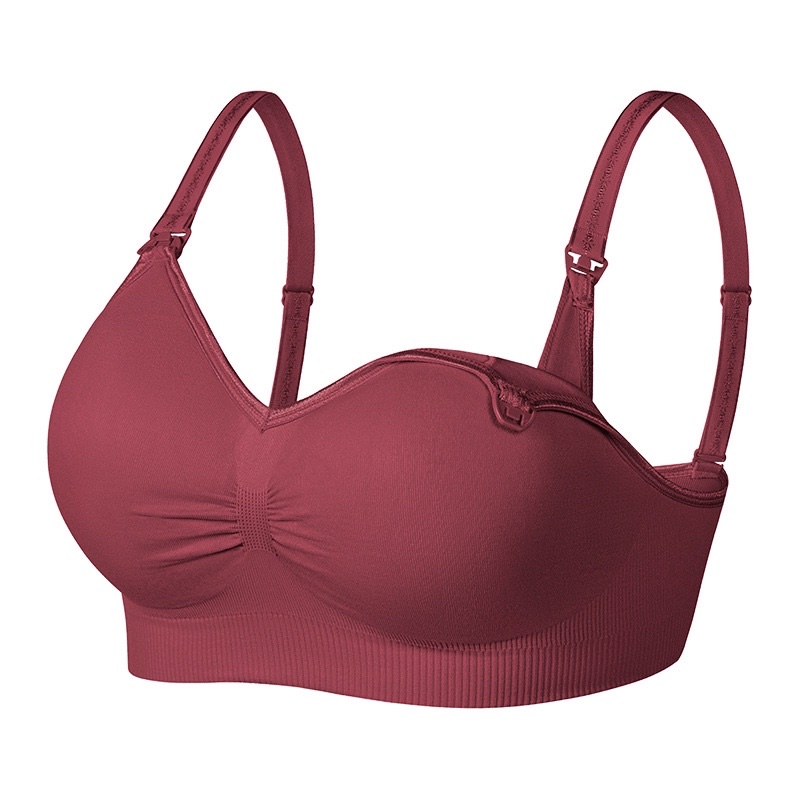 ANGEL MOMMY IBU Bra Menyusui Jumbo Kancing Depan Tanpa Kawat Hamil Murah Bh Menyusui Bahan Katun-Merah