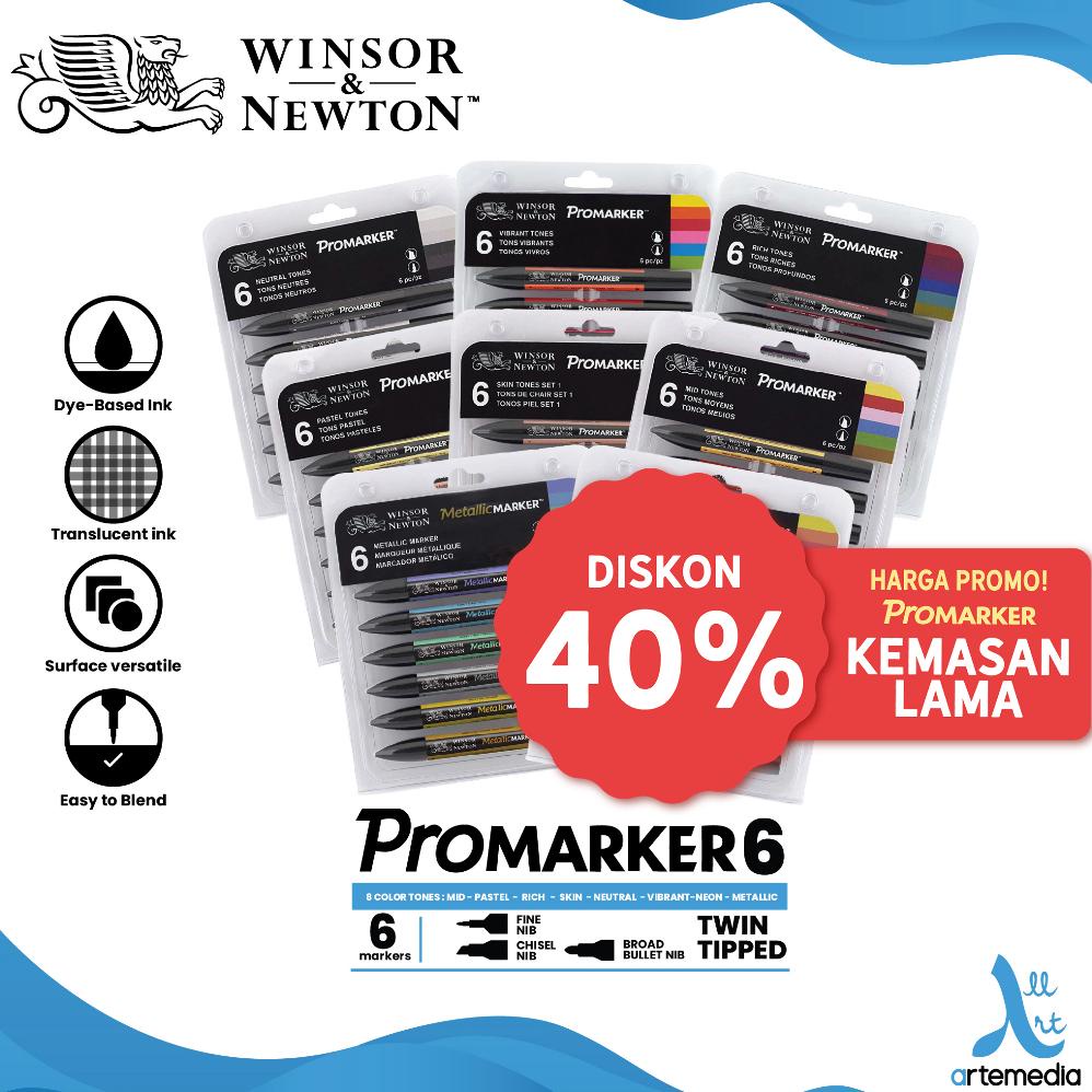 

Marker Winsor & Newton Promarker Set 6 Dual Point Pena Kuas Warna Alcohol Base Sekelas Copic