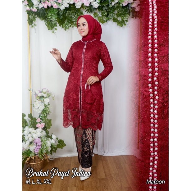 Permata Olshop / Kebaya Tunik Brukat Payet Indira / Kebaya Tunik Busui Brukat / Kebaya Modern / Kebaya Pesta / Kebaya Kondangan