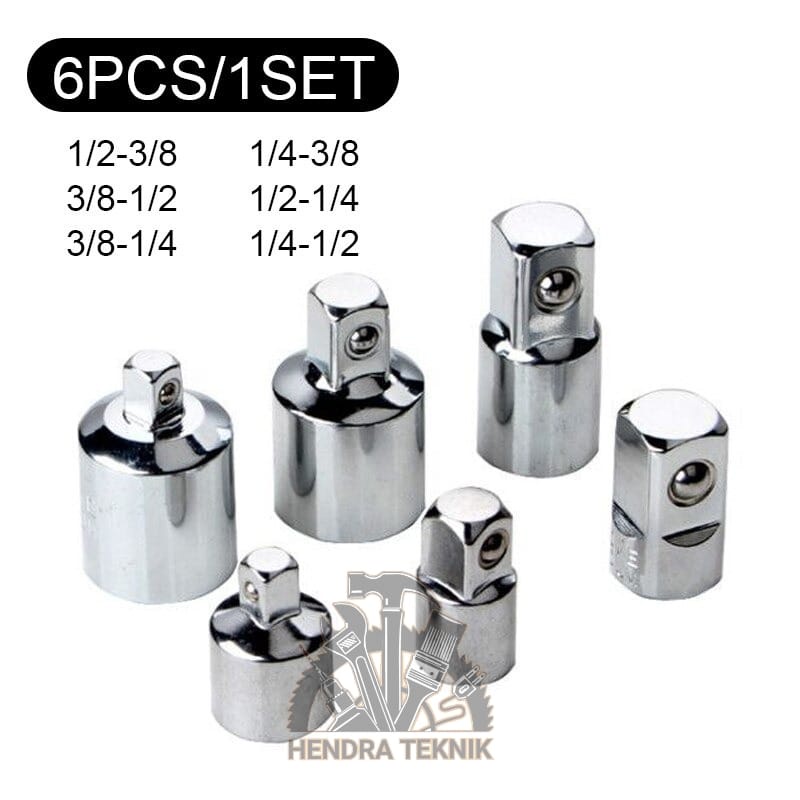 ADAPTOR KUNCI SOCK 6PCS 1/4 x 3/8 x 1/2 SAMBUNGAN SHOK CONNECTOR SHOCK ADAPTOR MATA SOK SET MURAH BA