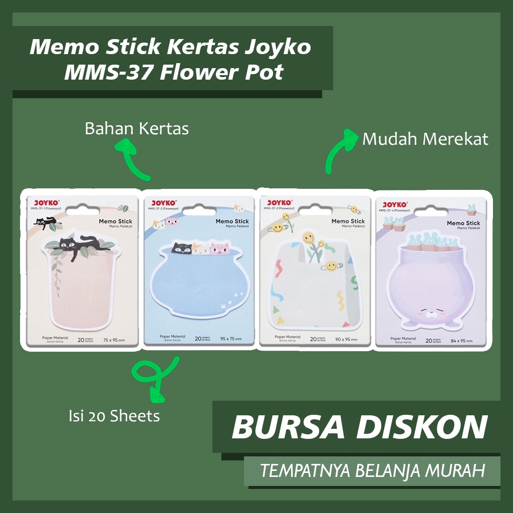

Memo Stick Joyko MMS-37 Flower Pot Sticky Notes Bunga Note Kertas Tempel