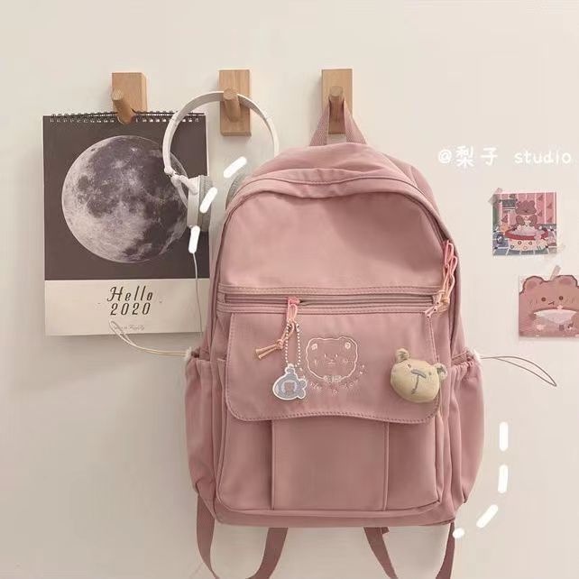 MIWA Backpak Nylon Tas Ransel Fashion Wanita Kekinian Korean Style Button Sekolah Bag kuliah Lucu Vintage Aesthetic Korea Chikoisme