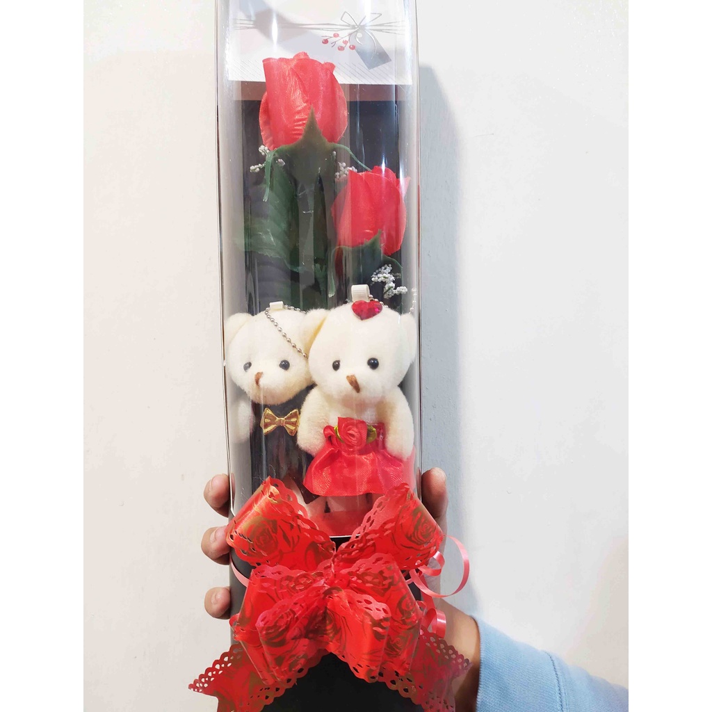 Buket Tabung Couple - Buket Boneka Hiasan Cantik