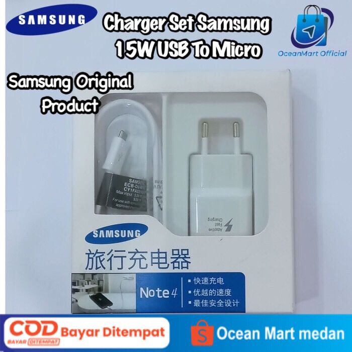 Travel Charger Samsung Note 4 S7 Original 100% USB Micro Super Fast Charging OCEANMART Aksesoris HP OCEAN MART