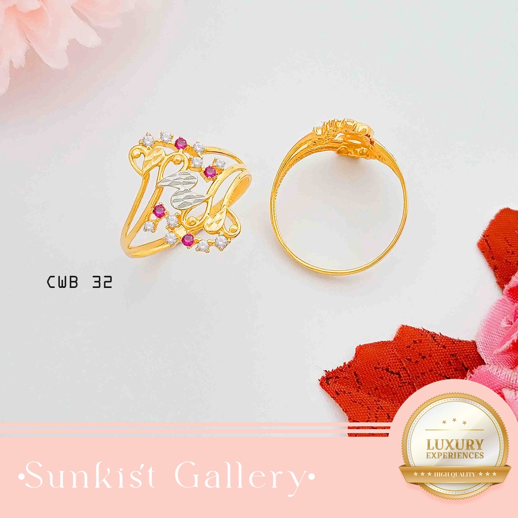 CINCIN WANITA EMAS ASLI KADAR 375/8K DAN 300/6K CINCIN WANITA MODEL  CANTIK BESAR ELEGAN CWB 32