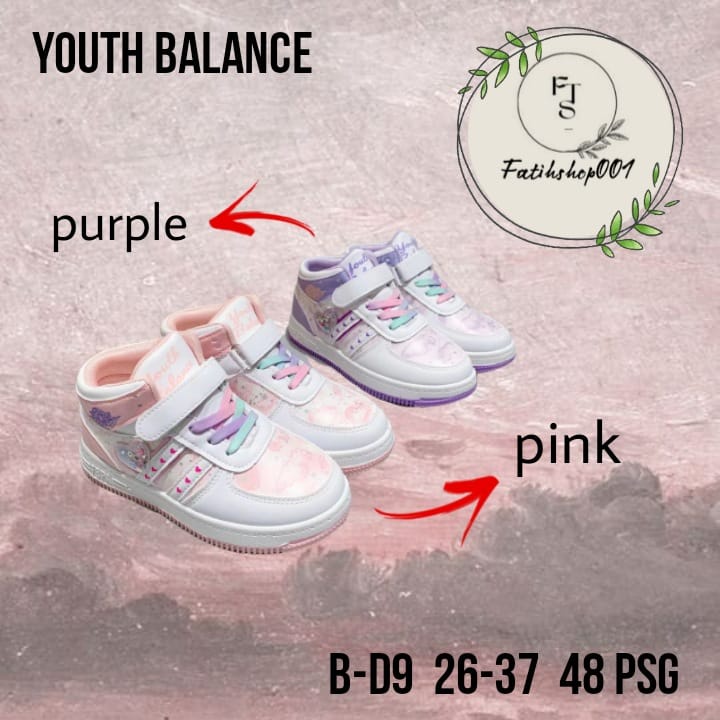 sepatu sneakers anak perempuan viral import B-D9 (26-37) model sport termurah