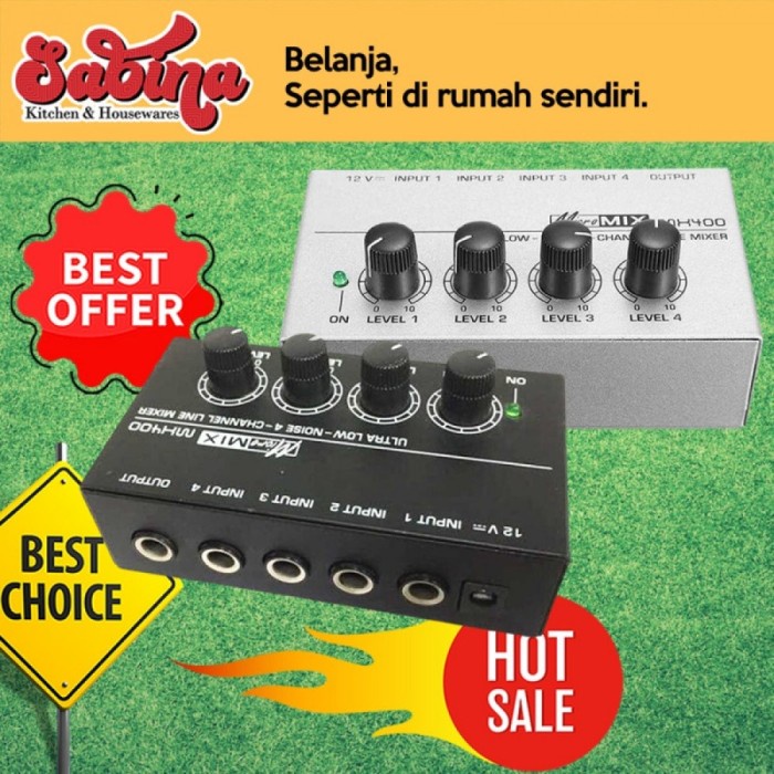 Mix Audio Mixer Mini Portable Professional Ultra-Compact Karaoke 4 Channel