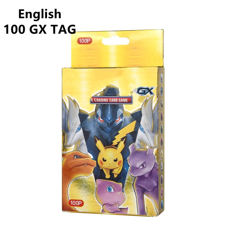 100pcs / Kotak Kartu Pikachu GX Bahasa Inggris Untuk Latihan Perang