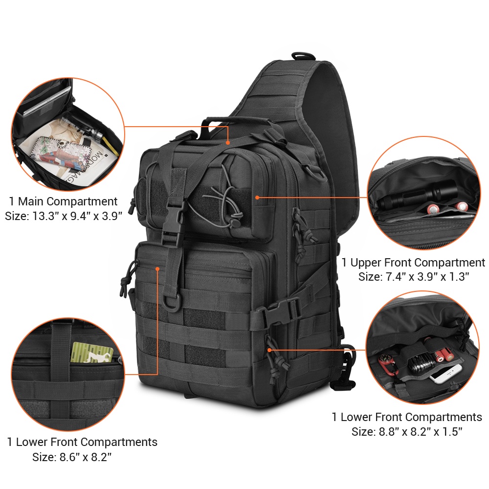 SmallLee 20L tas tactical  Pria Tas Selempang Hitam Tahan Air