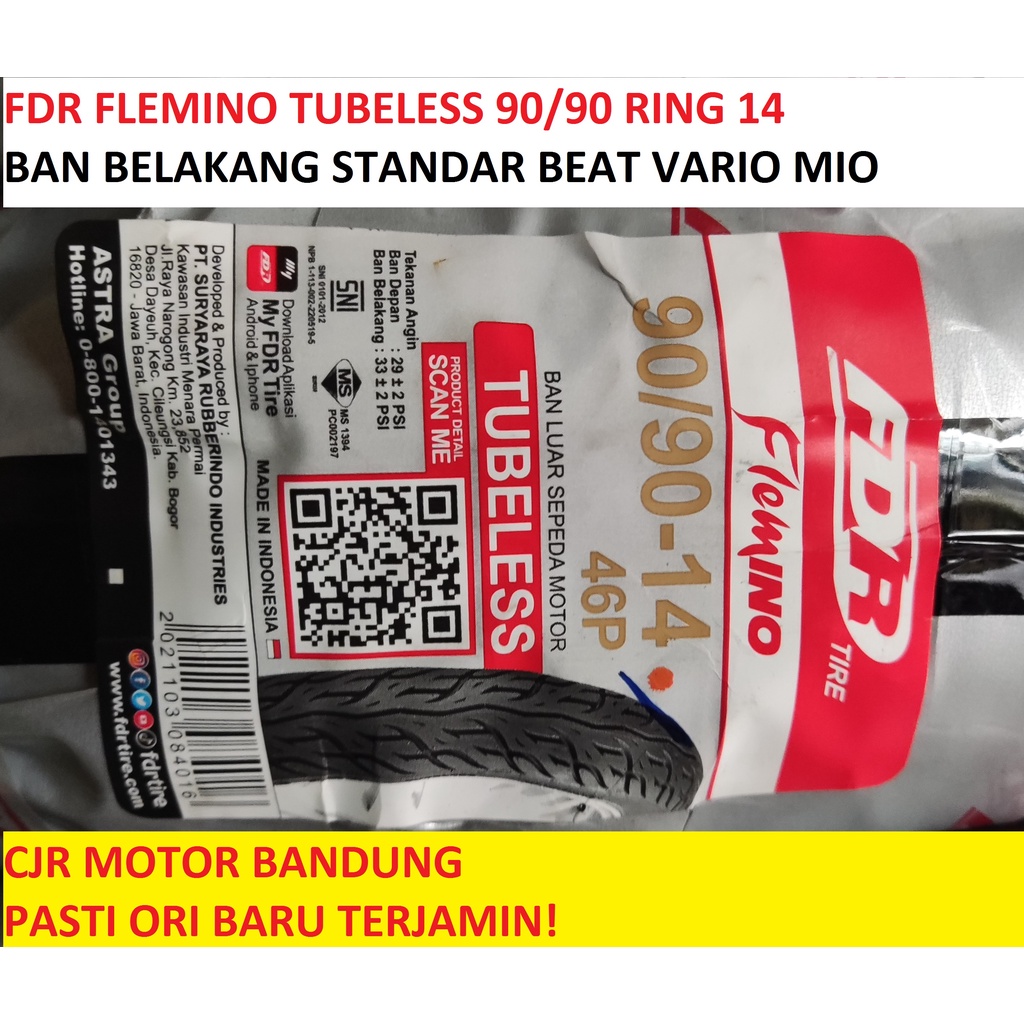 BARU Ban FDR Flemino 90 90 ring 14 ban HEMAT BBM tubeless motor matic beat vario mio