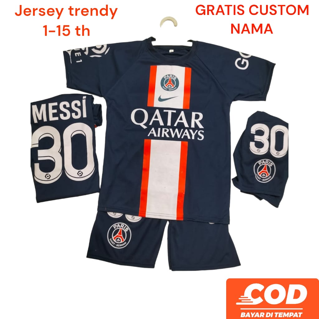 COD / SETELAN BAJU BOLA TERBARU 2023 KAOS ANAK LAKI LAKI TERMURAH PAKAIAN OLAHRAGA SEPAKBOLA KAOS FUTSAL MESSI CUSTOM NAMA FREE