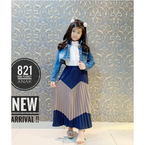 ROK PLISKET ANAK KOMBINASI 821 PRISKET ANAK PANJANG PLEATED SKIRT FLARE SKIRT MAYUNG FLOWY REMPEL