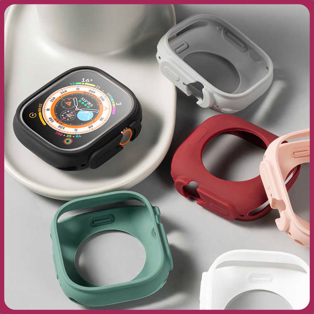 TPU Material Soft Cover hanya untuk AppIe watch Series 8 Ultra 49mm Bumper Smartwatch Soft Bumper Pelindung Bahan Silikon