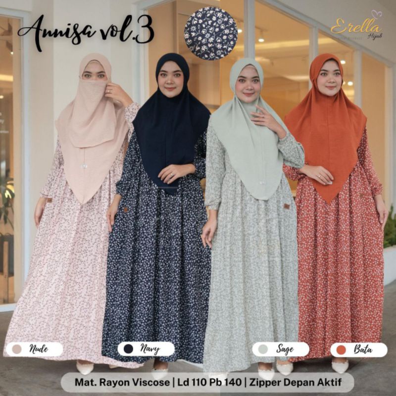 ANNISA Vol.2.3 SYARI SET ORI ERELLA | Set Gamis+Khimar