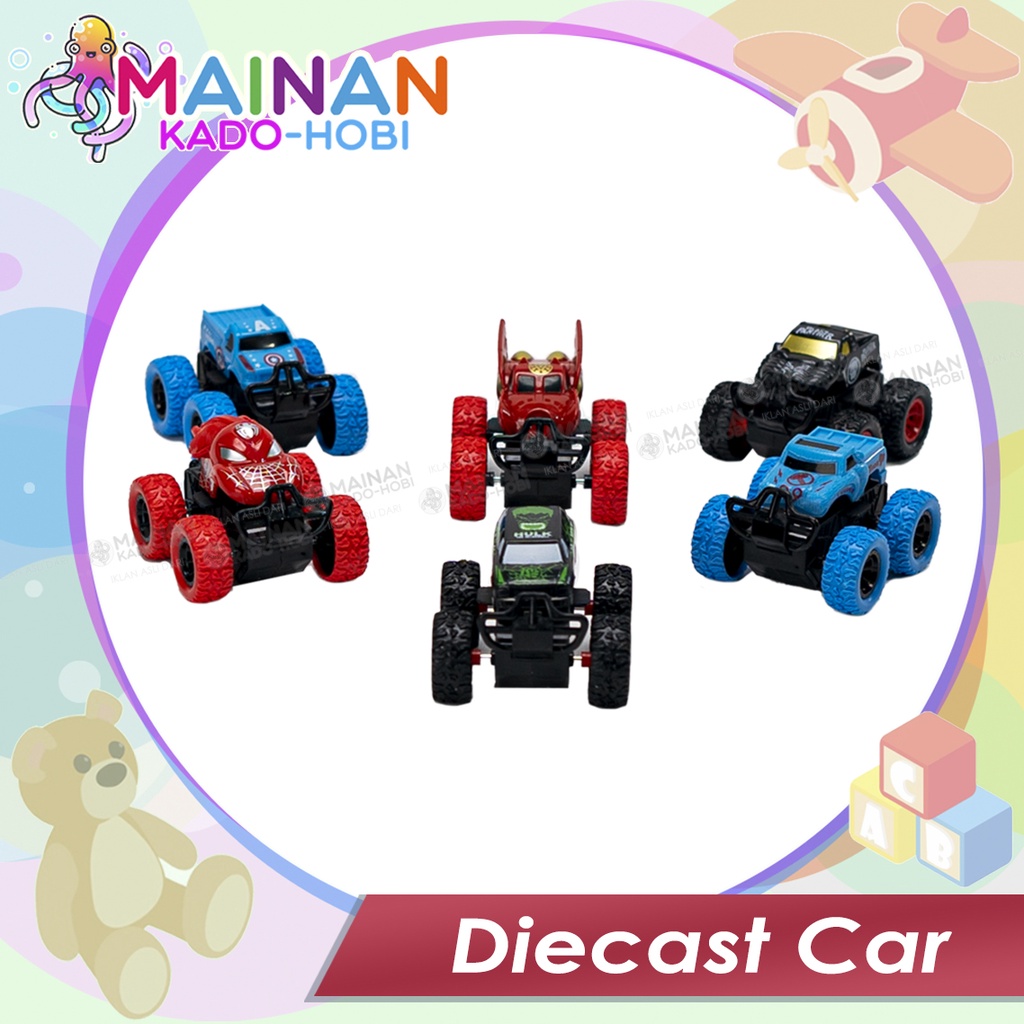 HADIAH ULANG TAHUN MAINAN ANAK DIECAST MOBIL STUNT RACING CAR KARAKTER SUPERHERO