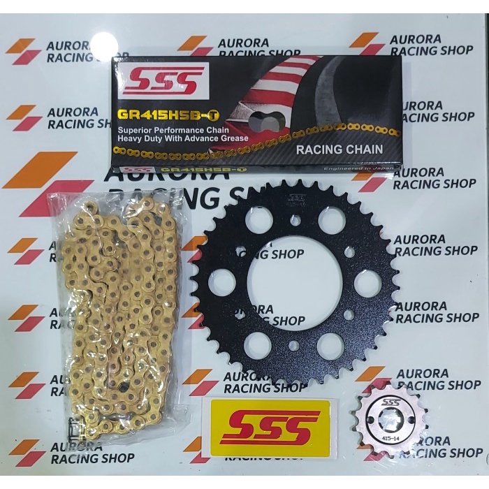 Gear Set Sss Black Vixion / Mx King 150 & Rantai Sss 415 Hsbt Gold #Original