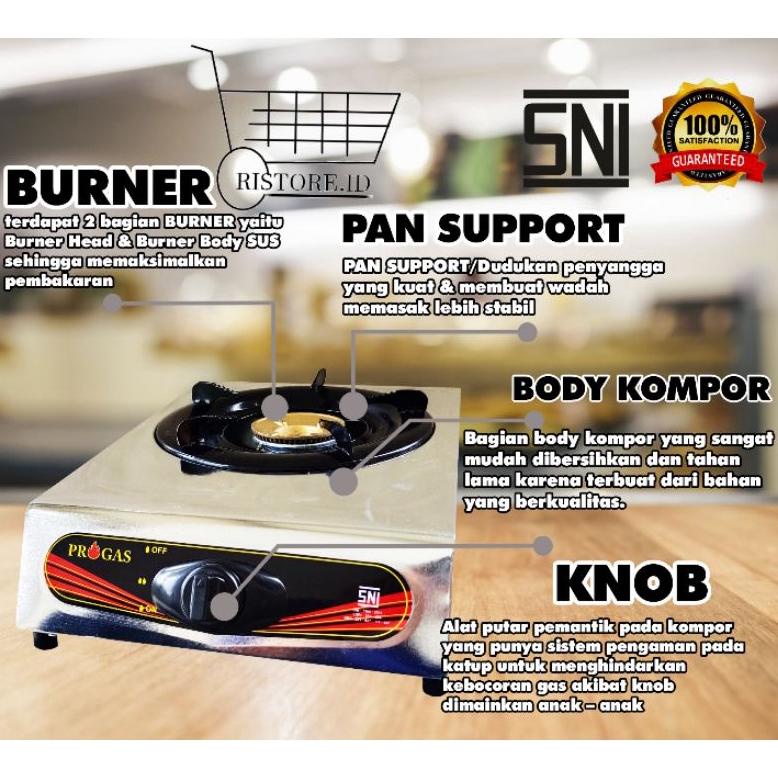 KOMPOR GAS 1 TUNGKU PROGAS PG-169 - KOMPOR GAS PROGAS STAINLESS 1 TUNGKU - KOMPOR MURAH .