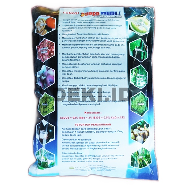 Pupuk Kalsium Super Biru 1 Kg Plus Magnesium Boron Calsium Fertilizer Penambah Rasa Buah Mencegah