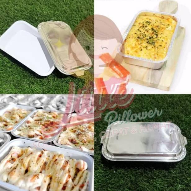 TERMURAH (ISI 50 - AX350+TUTUP) Wadah aluminium foil/Tray nasi panggang 500ml + Tutup/Tray aluminium
