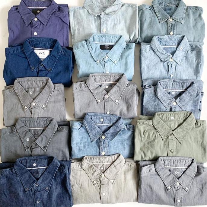 Kemeja Denim Uniqlo Chambray Soft Denim