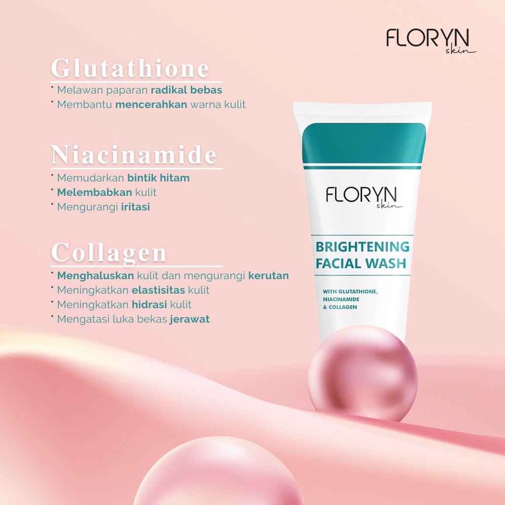 FLorryn Bright Stuff Face Wash - Sabun Muka Cerah Glowing Anti Kusam Care Pemutih Wajah Serum Wajah | 24K Gold | Hydrating | Acne | Brightening | Peeling | Midnight Serum BPOM