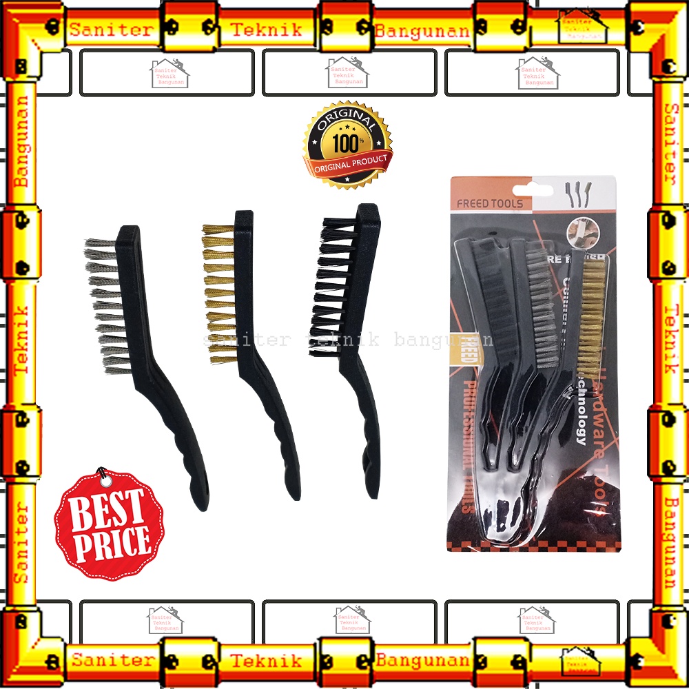 Sikat Kawat Baja 9 Inch Freed Gagang Plastik Set Isi 3 Pcs