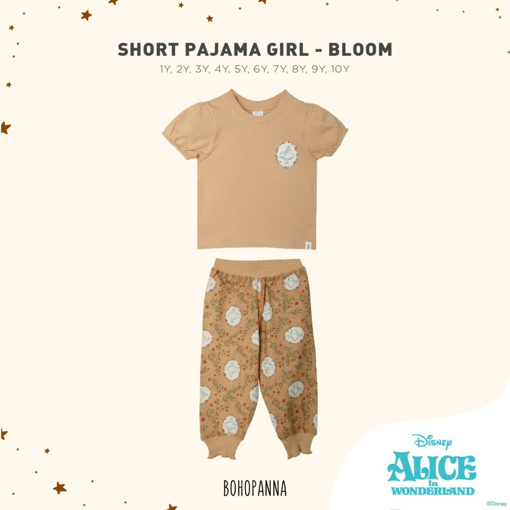 [TOMS] BOHOPANNA (1stel) Short Pajama Girl DISNEY / Stelan Baju Tidur Anak Perempuan Piyama Pajamas