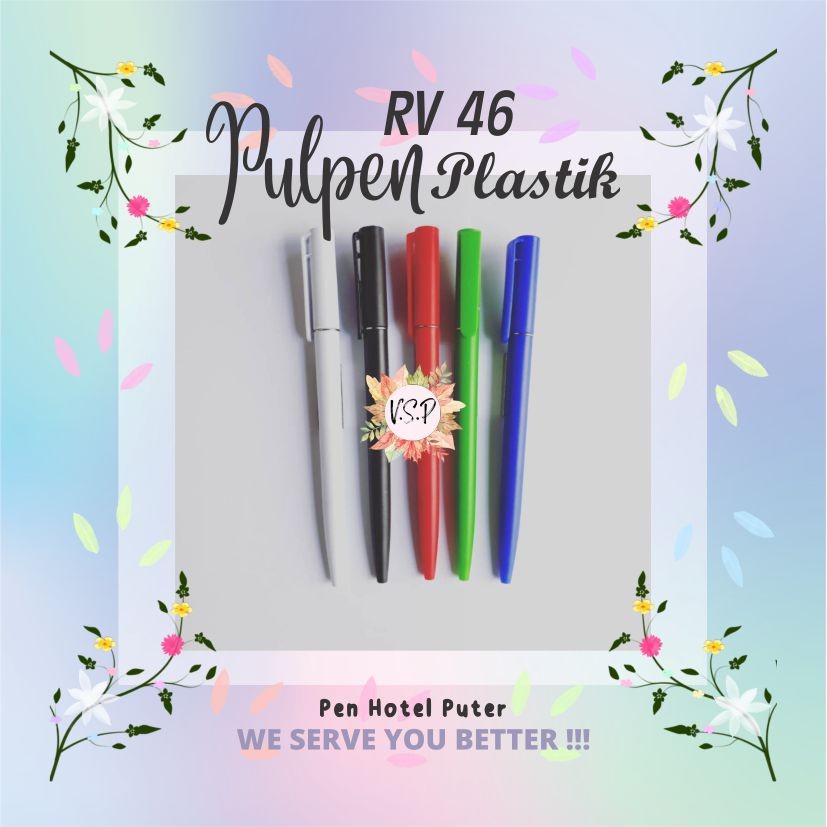 

Pulpen Plastik Hotel Puter RV 46 / Souvenir Wedding Seminar kit Murah