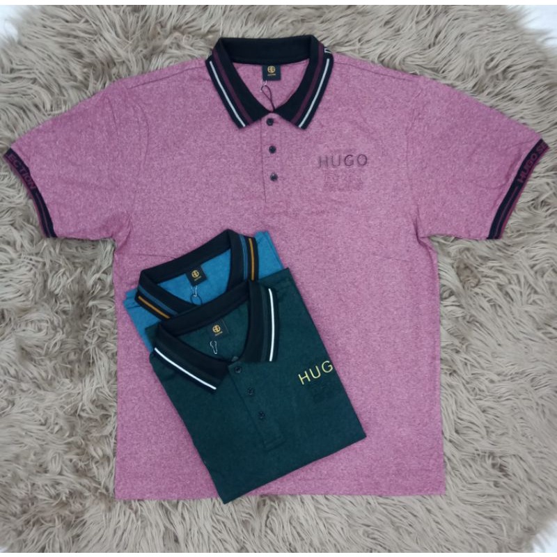 KAOS KERAH COWOK HUGO SELECTION ORIGINAL SPANDEK PREMIUM JUMBO