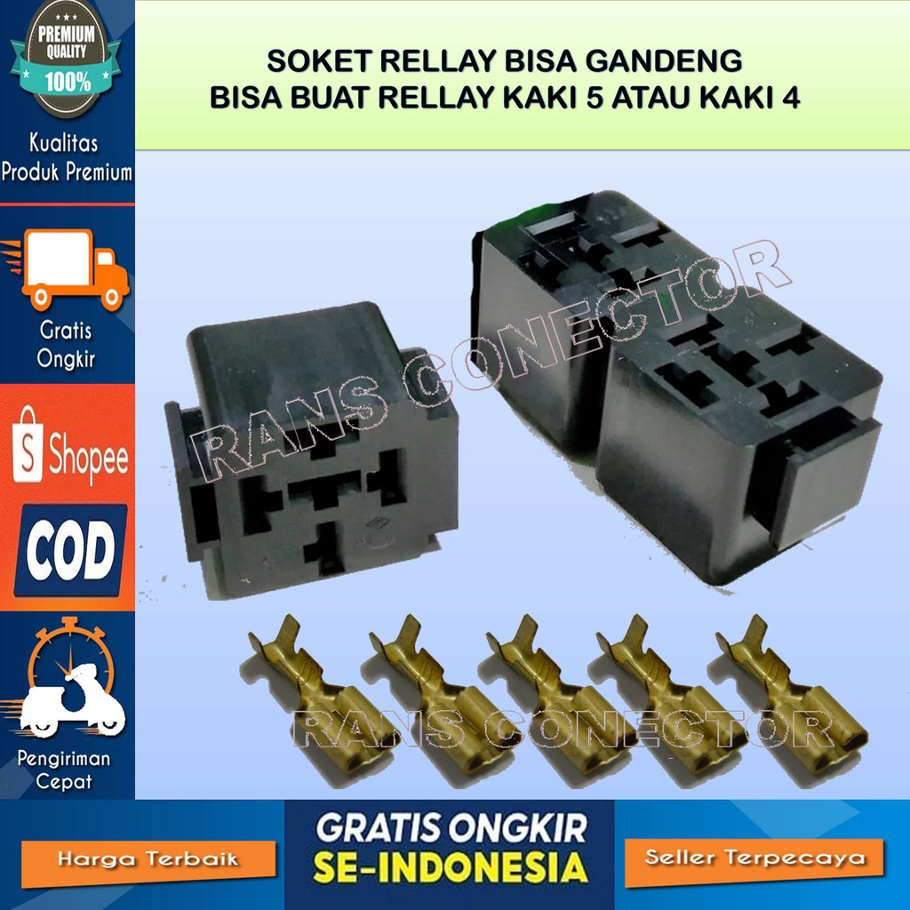 SOKET SOCKET KONEKTOR CONNECTOR RILEY RELLAY GANDENG 5 KAKI 4 KAKI - SOKET RELAY GANDENG