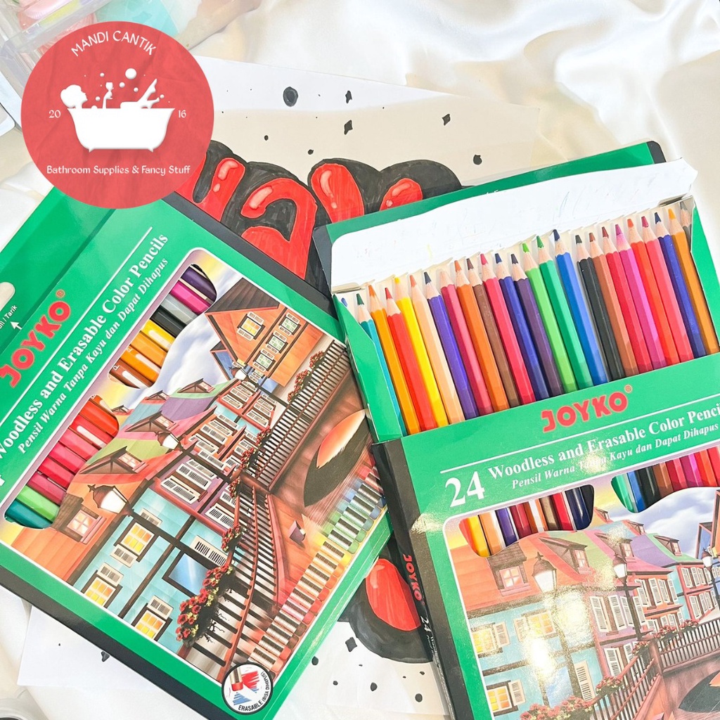 

Pensil warna Joyko eraseable dapat dihapus color pencils hexagonal grip alat menggambar mewarnai coloring drawings kado unik warna pastel journaling