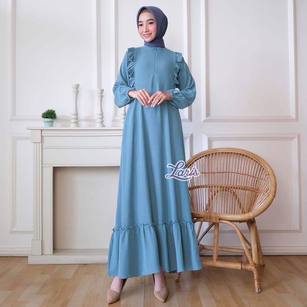 STANDAR-BIGSIZE | Salsabila Gamis Rempel LD 100 110 120 Bahan Airflow Crinkle Busui Friendly Original LARIS