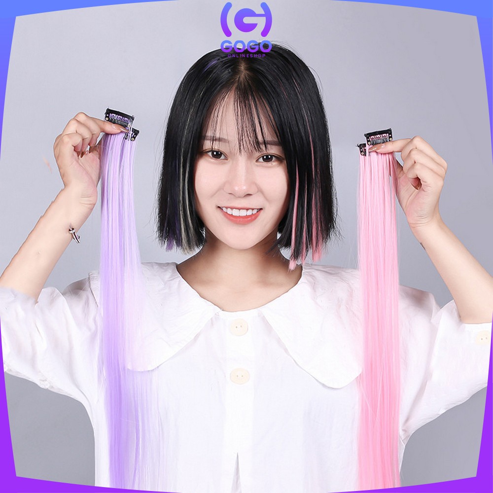 GOGO-K144 Wig Jepit Rambut Palsu Lurus Panjang Single Hair Extention Colourful Wanita / Klip Wig Rambut Palsu Cewek Korea Warna Warni Hair Clip Import