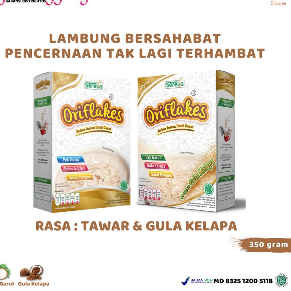 

✩ Oriflakes Sereal Umbi Garut Asam Lambung Original bubur sereal umbi pati garut oriflakes plain dan Gula Kelapa serelia oriflakes tanpa susu ➫