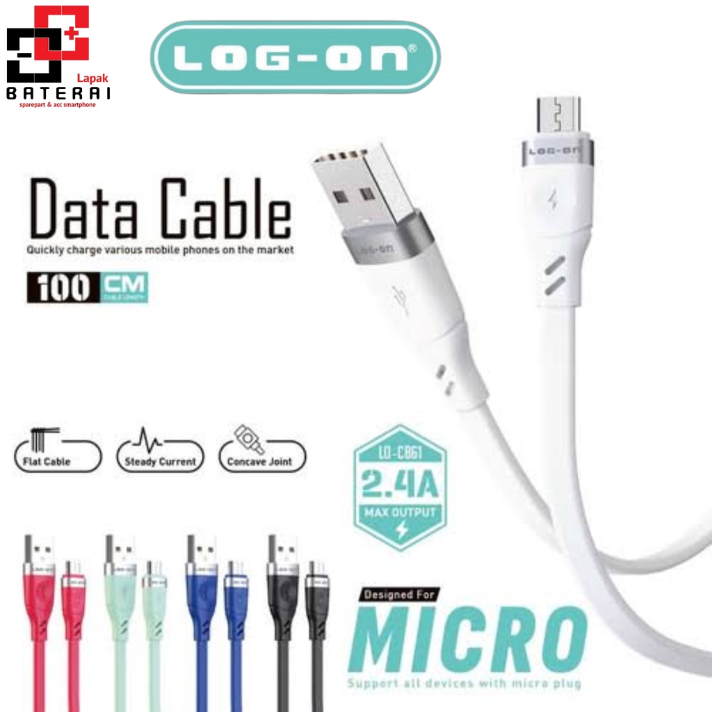 LOG - ON CB61 Kabel Data Micro 2.4A Fast Charging / Quick Charger 3.0 / Kabel Charger Casan Android